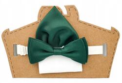 CGM Sötét üveg zöld gyermek csokornyakkendő zsebkendővel (Mucha w ciemnej zieleni butelkowej)