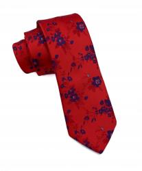 CGM Jacquard nyakkendő piros-kék virágmintás (K2LUX/6)