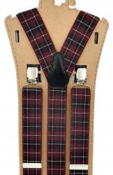 CGM Férfi ifjúsági nadrágtartó bordó skót kockás (Bordowa szkocka kratka)