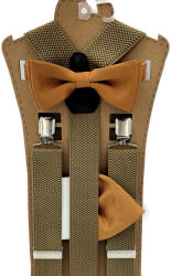 CGM Világosbarna kantár, régimódi arany csokornyakkendővel és díszszegéllyel (Szelka jednolita - mucha z poszetką)