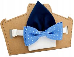 CGM Gyerek csokornyakkendő kék-fehér pöttyös (Mucha chłopięca w groszki z poszetką)