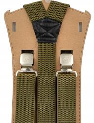 CGM Zöld khaki egyszínű széles férfi nadrágtartó (Szelki jednokolorowe jednolite szerokie)