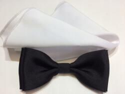 CGM Fekete Csokornyakkendő Zsebkendővel Szett Csokornyakkendővel (M6/1)