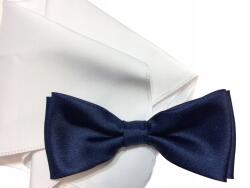 CGM Sötétkék Csokornyakkendő Fehér Zsebkendő Szettel (M/64/POSZETKA/POŁYSK)