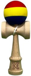 Flippy Kendama X Originala, Profesionala, Flippy, din Lemn, Rubber Grip, 18 cm, Rosu Galben Albastru (teo-162399)