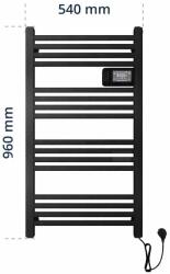 BVF Kobe Okos Elektromos Törölközőszárító - 500W, Fekete