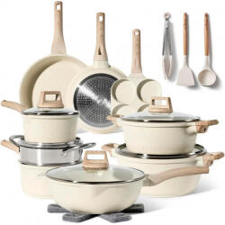 Just Perfecto Set oale si tigai Just Perfecto JL-721, 21 piese, Finisaj marmura, Inductie, Oala aburi, Accesorii, Bej (JL-721 beige)