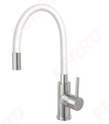 FERRO Zumba BZA4WSS Álló Mosogató Csaptelep flexibilis kifolyócsővel inox fehér