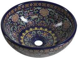 SAPHO PRIORI kerámiamosdó. átm: 40.5cm. lila díszítéssel