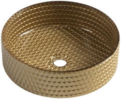 SAPHO MARAGUA gravírozott üvegmosdó. átm: 39.5cm. arany