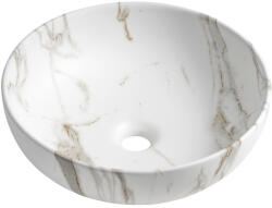 SAPHO RONDANE pultra szerelhető kerámiamosdó. túlfolyó nélkül. átm. : 41cm. bianco carrara