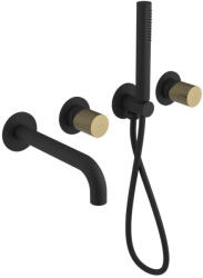 SAPHO ULTRATAP falbasüllyeszthető csaptelep. kifolyócsővel és kézizuhannyal. 2-irányú. matt fekete/matt arany