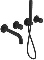 SAPHO ULTRATAP falbasüllyeszthető csaptelep. kifolyócsővel és kézizuhannyal. 2-irányú. matt fekete