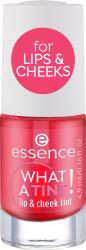 essence WHAT A TINT! blush lichid și luciu de buze culoare 02 Coral Sunset 4.9 ml