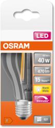 OSRAM LED izzó, szabályozható, izzószálas, A40, E27, 4, 8W (40W), 470 lm, meleg hőmérséklet (2700K)