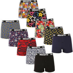 Nedeto 10PACK férfi bő szárú boxeralsó Nedeto többszínű (10NGV01) XXL - pepita