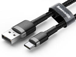 Baseus Cafule USB - Type-C 0.5m gyorstöltő adatkábel (CATKLF-AG1) szürke/fekete