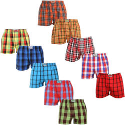 Styx 10PACK férfi bő szárú boxeralsó Styx klasszikus gumipánt többszínű (10A9101135) L - pepita