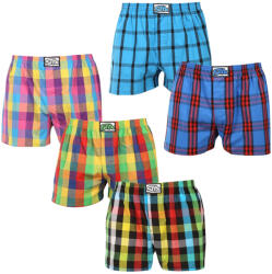 Styx 5PACK férfi bő szárú boxeralsó Styx klasszikus gumipánt többszínű (5A0112456) M - pepita