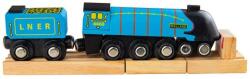 Bigjigs Rail Дървено копие на локомотив Mallard + 3 релси (BJT440)