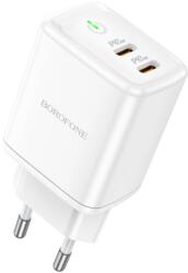 BOROFONE Bn9 Reacher 2 X USB-C Hálózati Töltő - 35W, Fehér