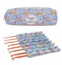 DIYQueen Horgolótű készlet nyéllel és virágos tokkal 8 db 2, 5 6 mm (H754)