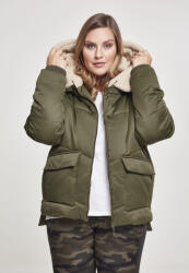Urban Classics Ladies Sherpa Hooded Jacket darkolive/darksand