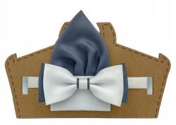  Fiú csokornyakkendő fehér-szürke csokornyakkendővel