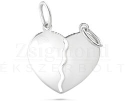  Ezüst gravírozható törhető szív medál - 28 x 20 mm (AG29409) AG29409