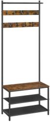 VASAGLE Előszobafal, kabáttartó cipőtárolóval, rusztikus barna és fekete (HSR411KD01) - tutihome
