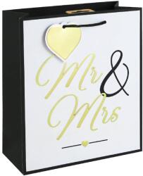 Eurowrap ajándéktasak (21, 5x25x10 cm) Mr&Mrs, esküvői (6) (36893-3C)
