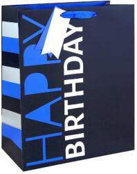 Eurowrap ajándéktasak (26, 5x33x14 cm) kék, Happy Birthday (6) (36938-2C)