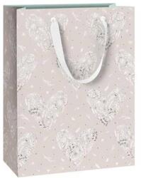 STEWO ajándéktasak (23x13x30 cm) taupe, fehér-ezüst virágszívek Eldana (6) (2544510051)