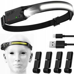  Erős Led Fejlámpa Vízálló Usb Lámpa 5 Üzemmód 4 Kampó (Reflektor LED – białe światło + 4 hak)