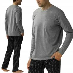 Atlantic NMP-373 férfi laza hosszú ujjú pizsama Pamut XXL (NMP-373 SZARA/CZARNA)