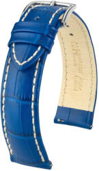 Hirsch Modena Királykék Fehér Varrással óraszíj - 20mm / L -120/80mm