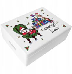 Creative Deco Személyre szabott karácsonyi üdvözlő ajándékdoboz 40x30x14cm (JANCDSD140CUSTOMCHRISTMASSANTAFBM-W)