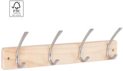 WALTECO Ruhatartó 450x130 mm 4 akasztóval fenyő/matt nikkel FSC (WT-8560)