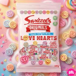 Swizzels Original Love Hearts - Gyümölcsízű, pezsgő cukorkák 127 g