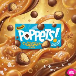 Poppets Milk Choc Coated Salted Caramel Fudge 36g - Tejcsokoládéval bevont sós karamellás fudge falatok
