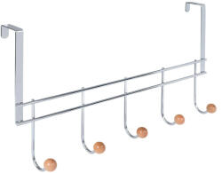 WALTECO Ajtóakasztó 5 fa kampóval 40 mm-es felfüggesztéssel krómozott (WT-8194)
