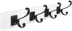 WALTECO Ruhatartó 450x70 mm 4 akasztó fehér MDF+matt fekete FSC (WT-8606)