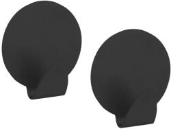 WALTECO Öntapadós akasztó nagy kerek matt fekete 2 db (WT-8662)