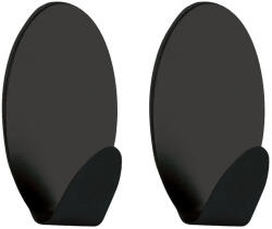 Walteco Öntapadós akasztó nagy ovális matt fekete 2 db (WT-8660)