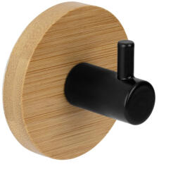 Walteco Bambusz kabáttartó 1 akasztóval kerek fekete FSCŽ (WT-8749)