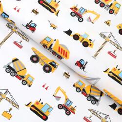Goldea pamutvászon - teherautók és kotrógépek 160 cm