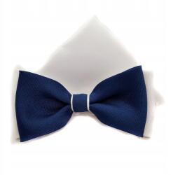  Kommúniós Sötétkék-fehér Csokornyakkendő Szett Zsebkendővel