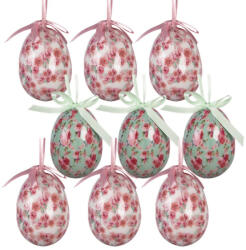 Clayre & Eef Set 9 oua decorative Paste flori multicolore Ø 5x8 cm (66453)