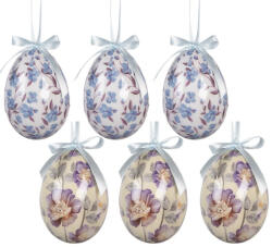 Clayre & Eef Set 6 oua decorative Paste decor flori multicolore Ø 7x10 cm (66455)
