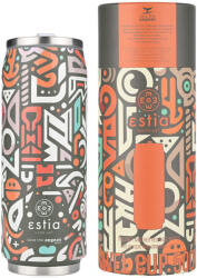 Estia Home Art Travel Cup Save the Aegean Sticlă Termos Reciclabilă din Oțel Inoxidabil / Plastic Fără BPA 500ml Geovivid cu Pai 01-22679 (01-22679)